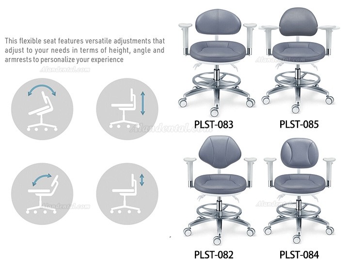 TYTC PLST-082-085 Microscope Dental Operator Chair Ergonomic Dental stool with Amrests + Back + Foot Ring